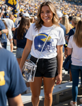 University of Michigan Helmet White Crewneck Short Sleeve T-Shirt