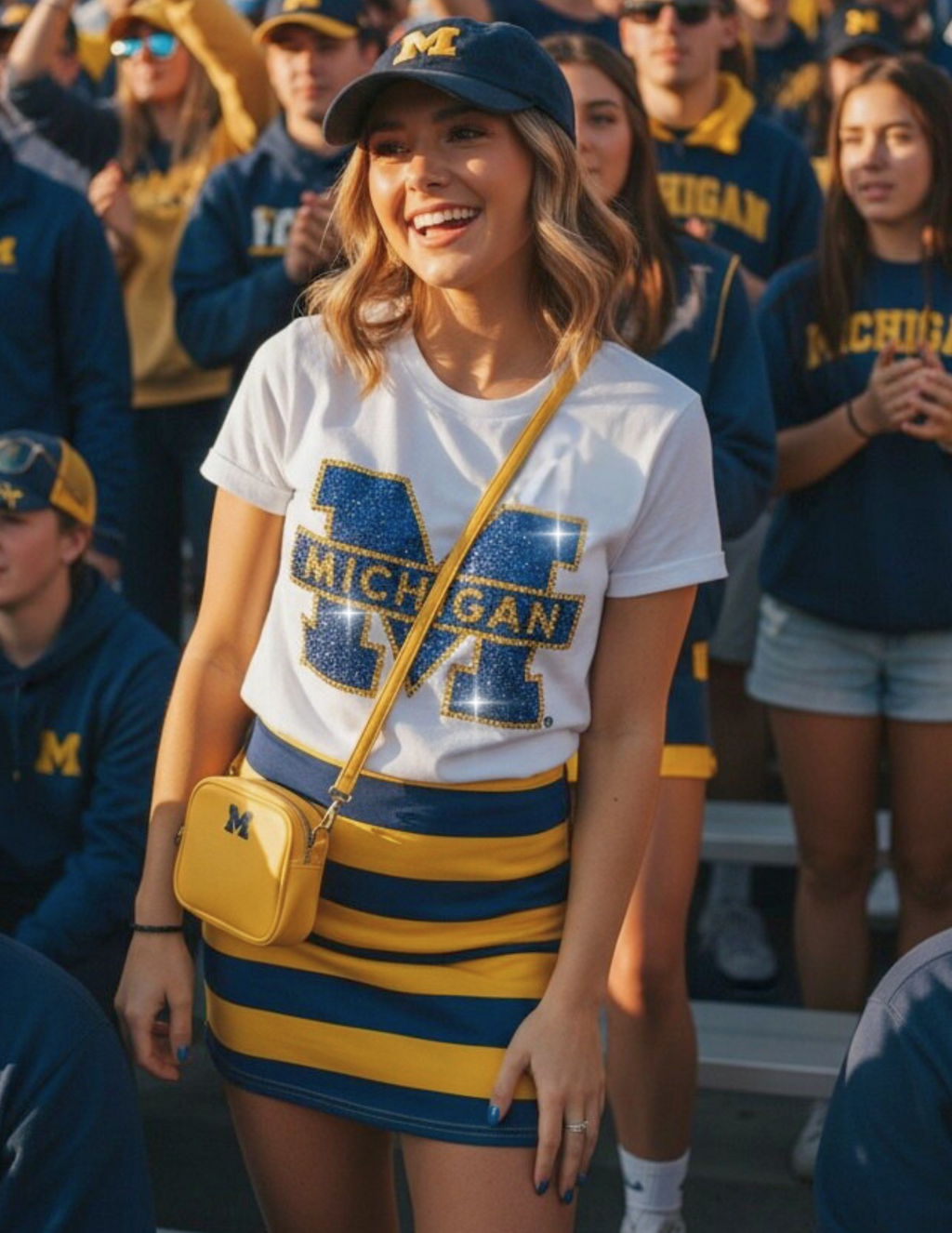 University of Michigan Block M White Crewneck Short Sleeve T-Shirt