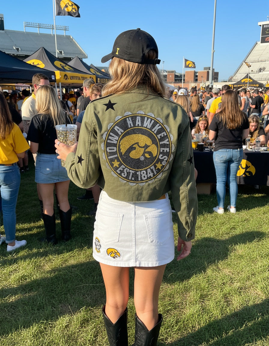 University of Iowa EST. 1841 Army Green Shacket