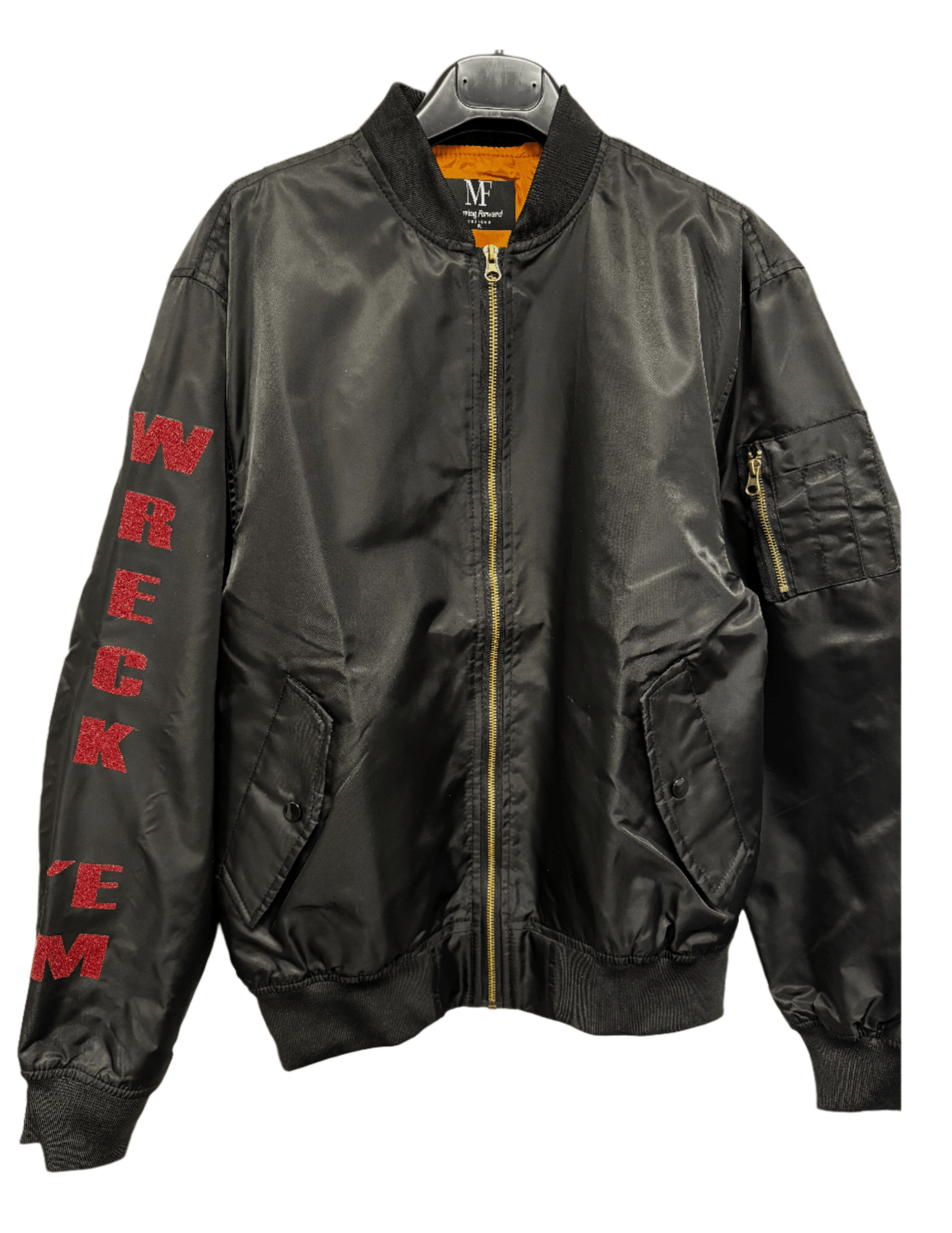 Texas Tech TT Map w/ Wreck Em on arm Black Bomber