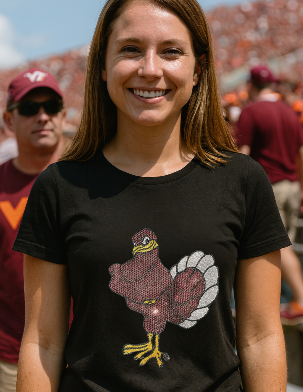 Virginia Tech Hokie Bird Crewneck Black Short Sleeve T-Shirt