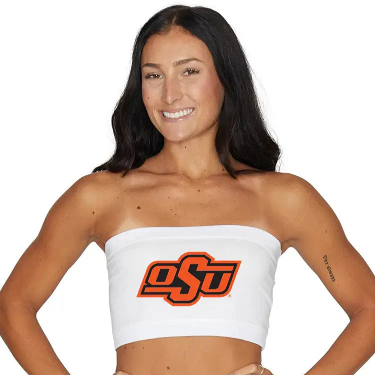 Oklahoma State White Bandeau Top