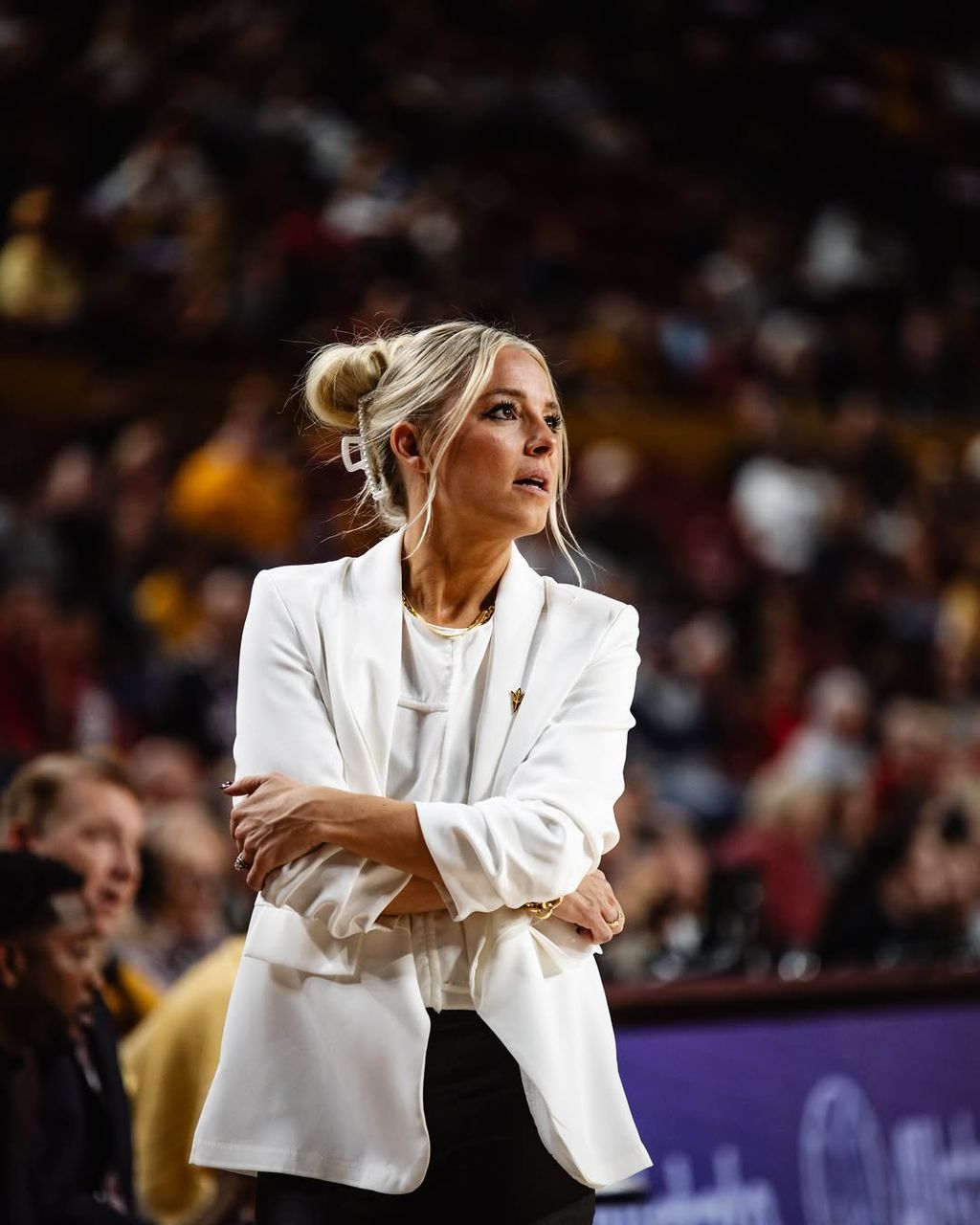 Arizona State Sun Devil White Ruched Sleeve Blazer