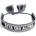 Zeta Tau Alpha Woven Bracelet, Black and White Design