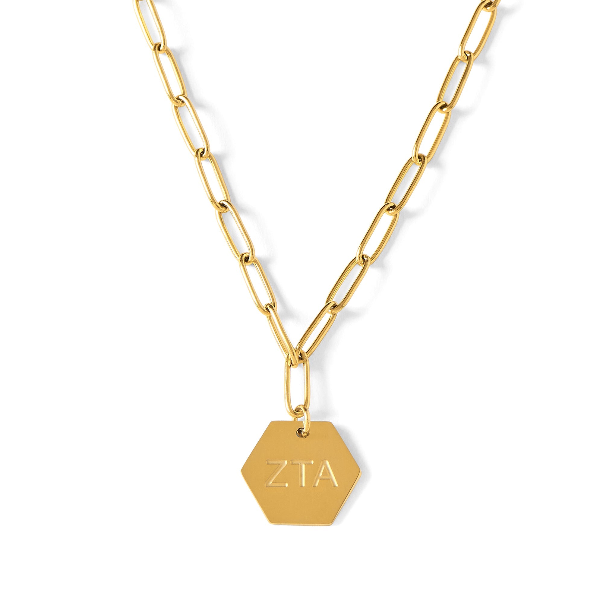 Zeta Tau Alpha Paperclip Necklace with ZTA Sorority Pendant