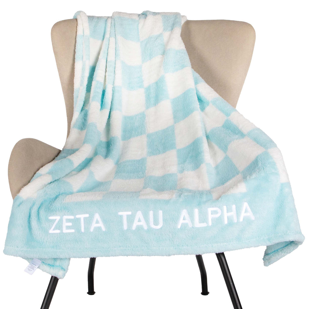 Zeta Tau Alpha Blanket - Thick Checkered Sherpa Blanket