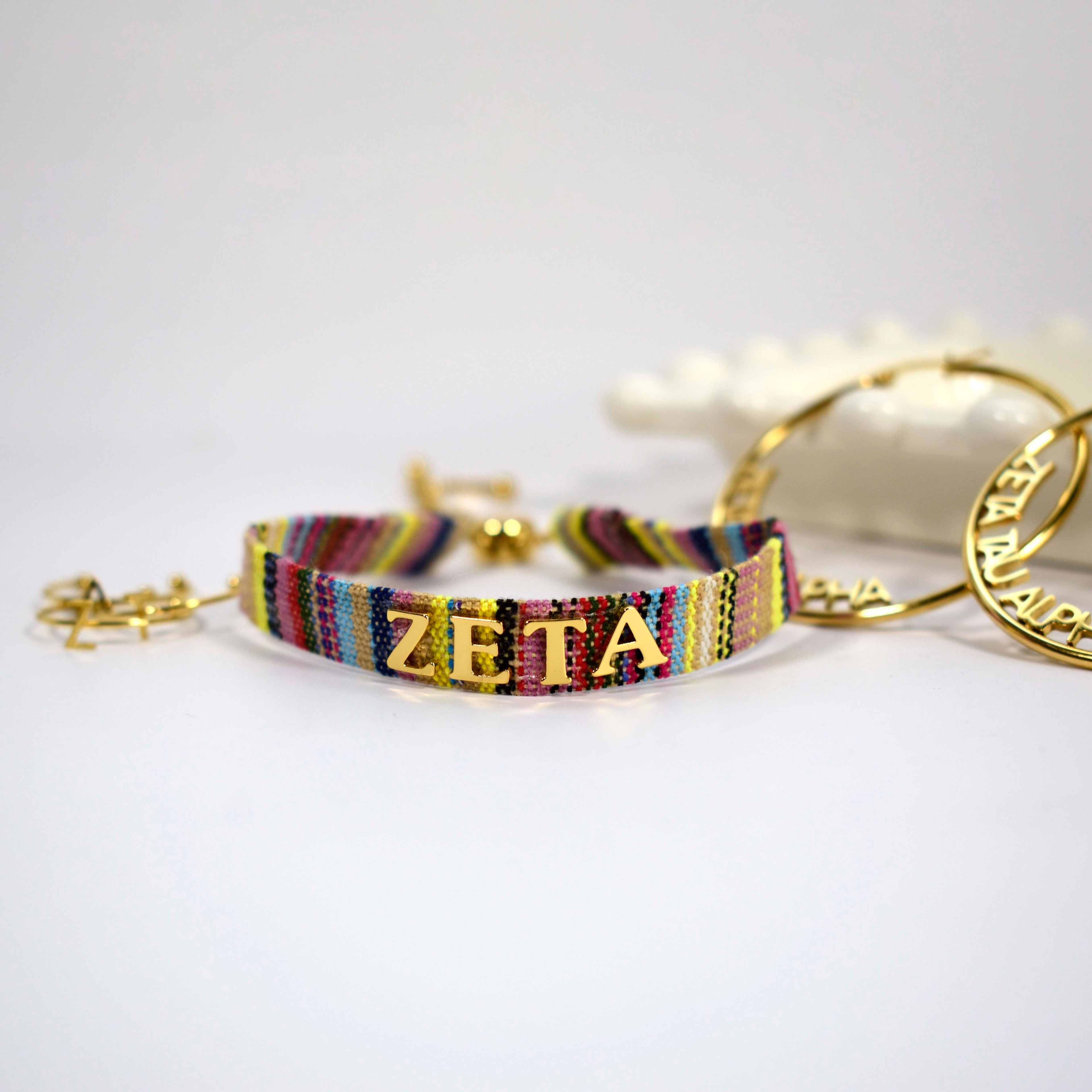 Zeta Tau Alpha Woven Bracelet, Multi-Color Design
