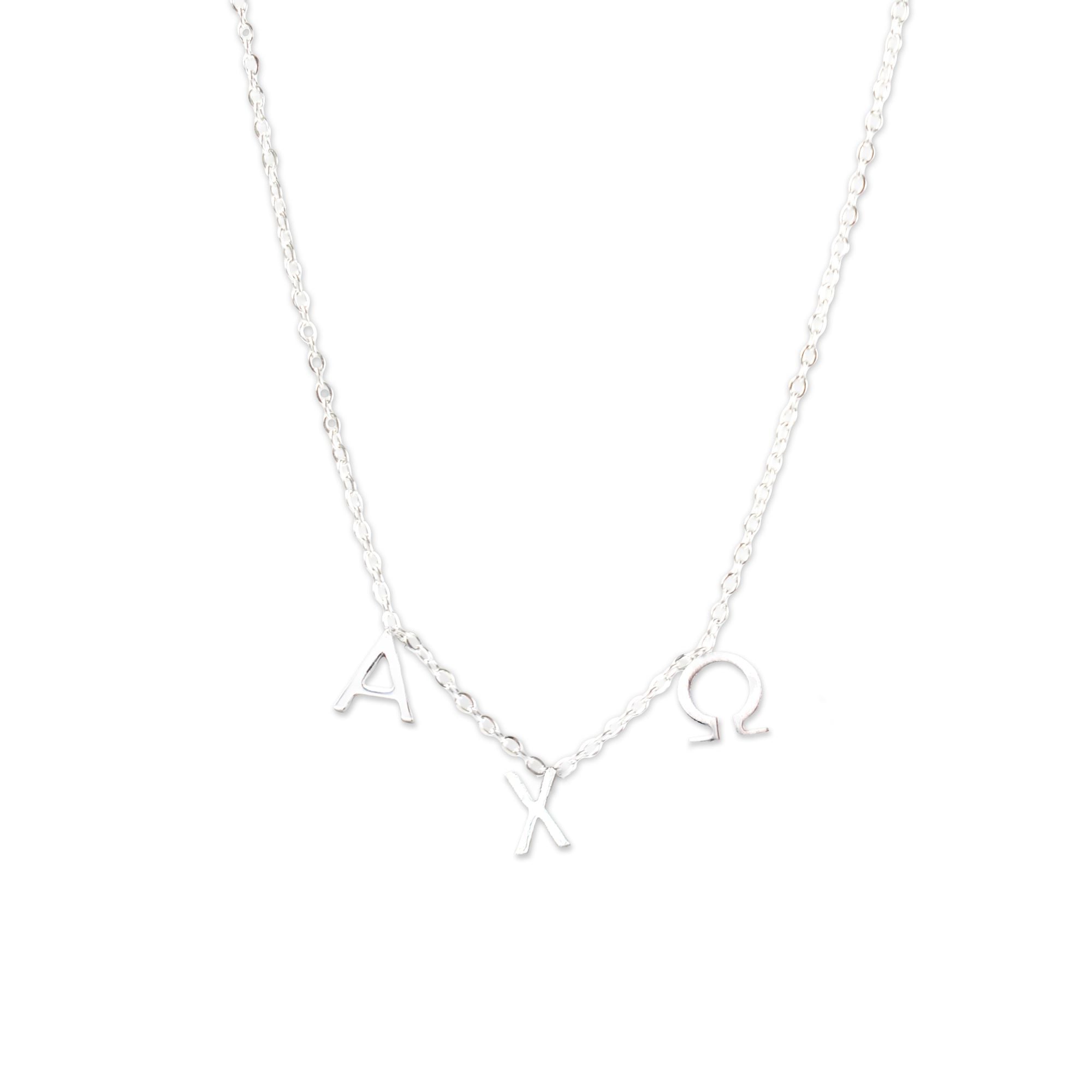 Alpha Chi Omega Silver Greek Letters Necklace