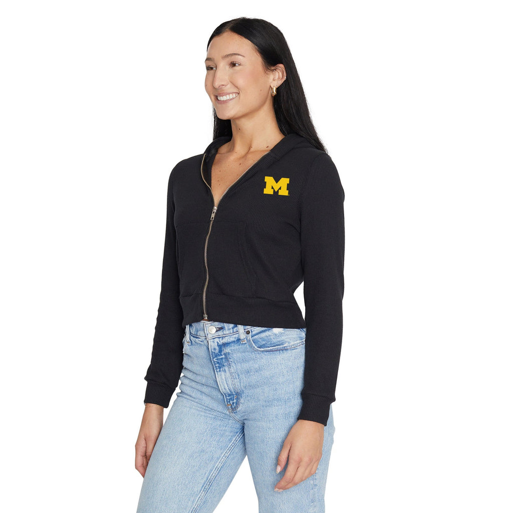 University of Michigan Waffle Knit Zip Up Hoodie