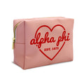 Alpha Phi Makeup Bag - Pink w/ Red Heart