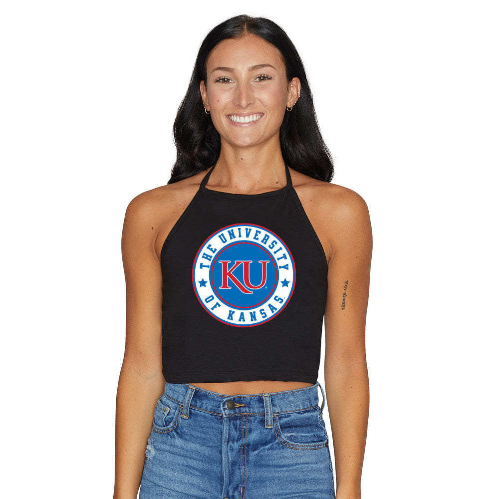 Kansas Jayhawks Black Halter Top