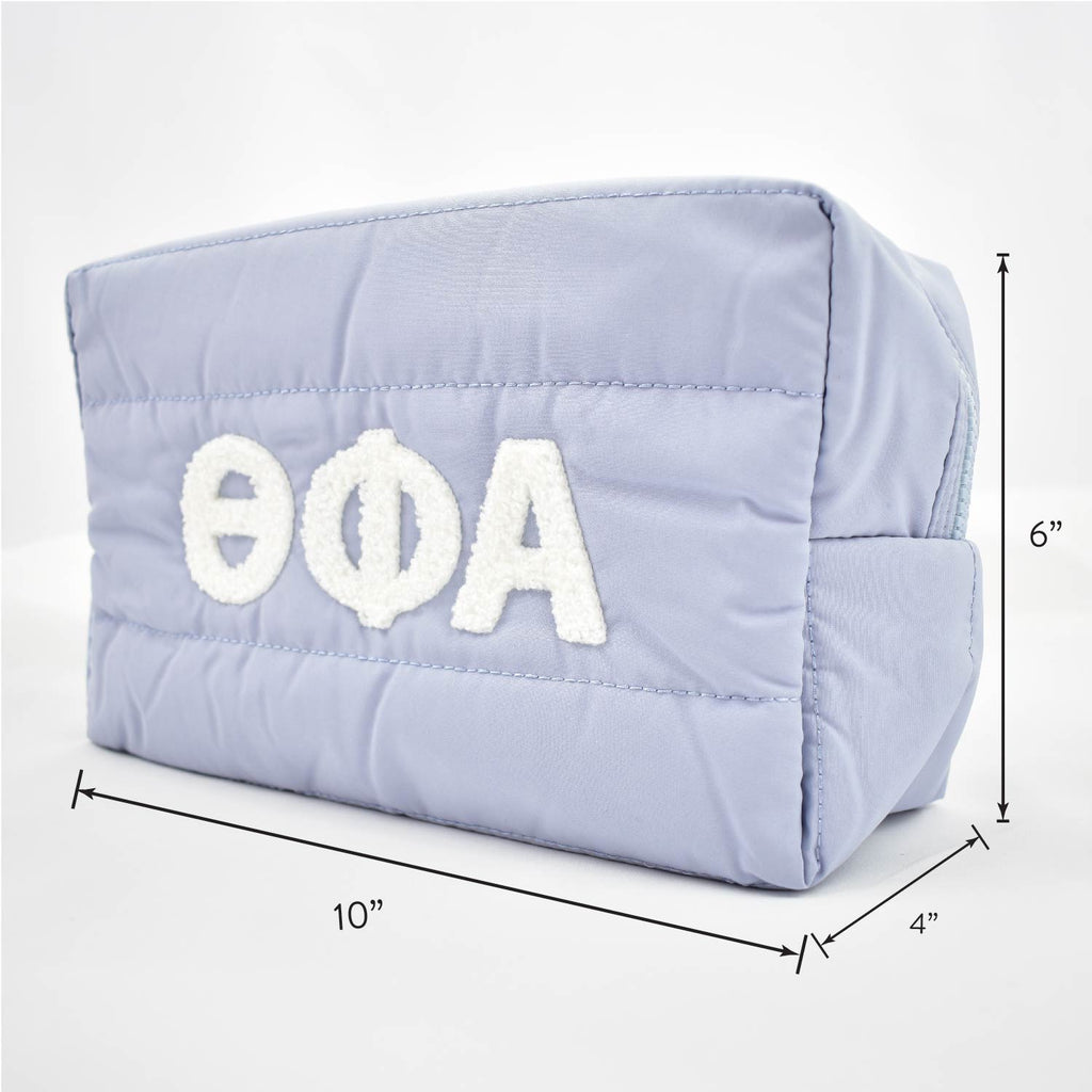 Zeta Tau Alpha Makeup Bag - Puffer Style with Sorority Letters