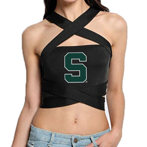 Michigan State Black Multi Way Bandeau Top