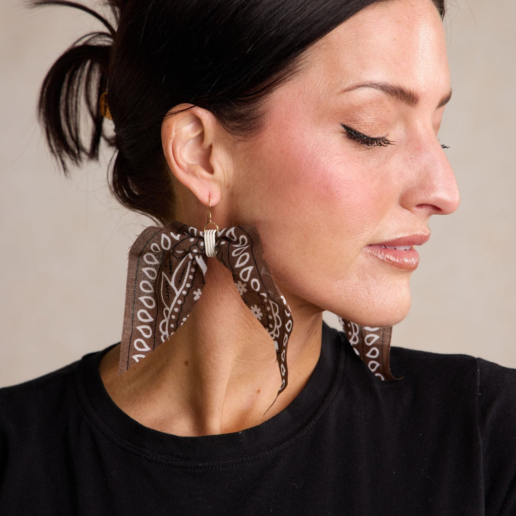 Brown Bandana Statement Earrings