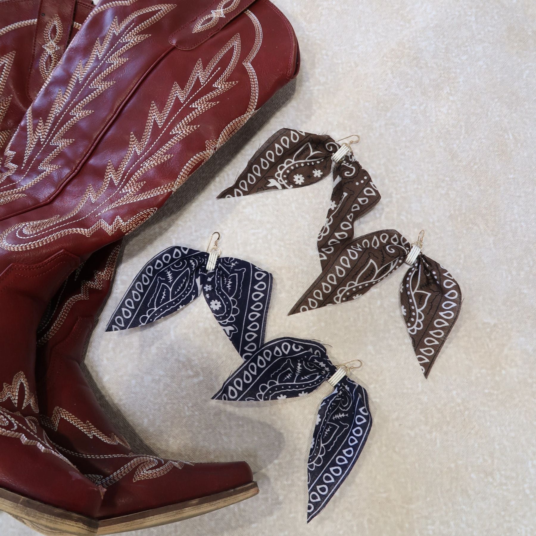 Navy Bandana Earrings