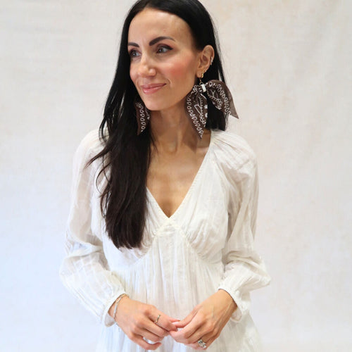 Brown Bandana Statement Earrings