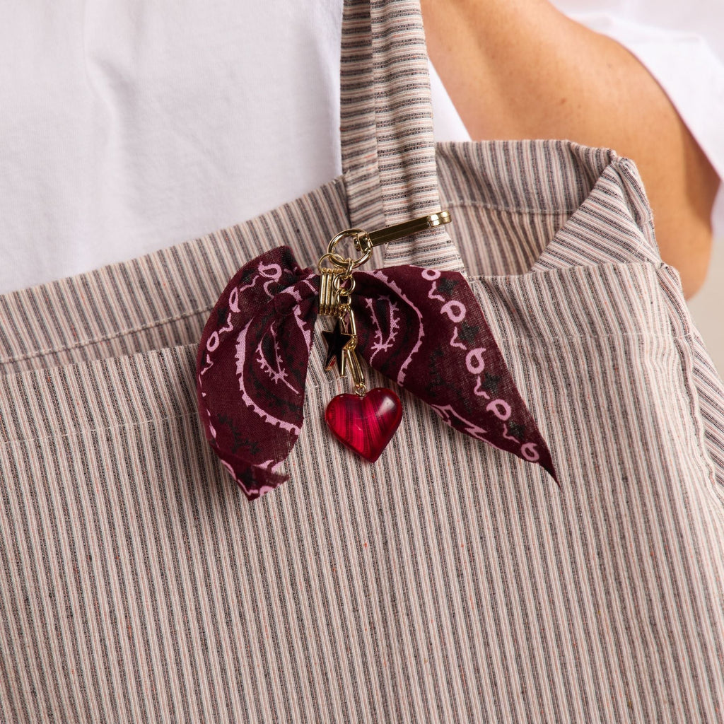 Burgundy Bandana Bag Charm