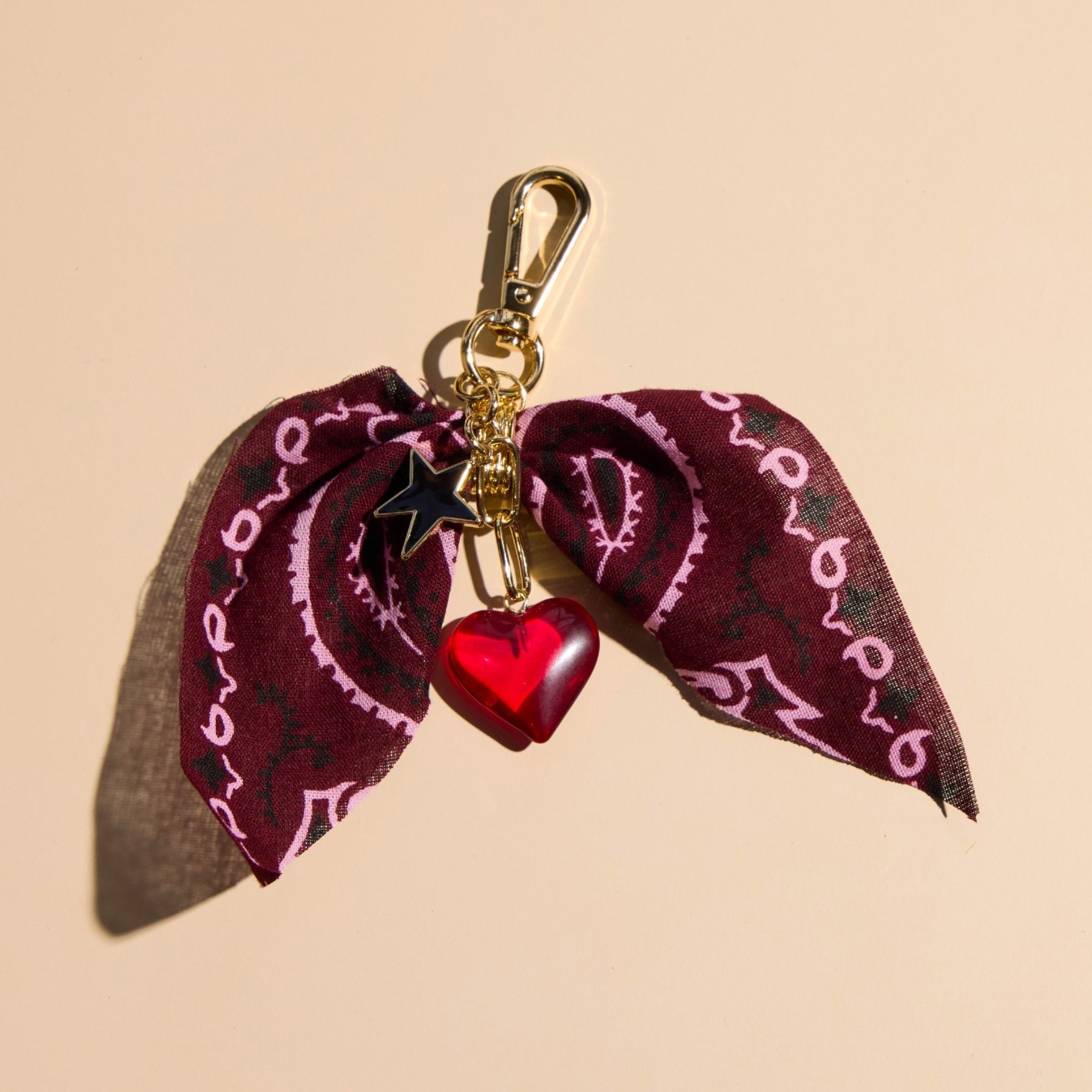 Burgundy Bandana Bag Charm
