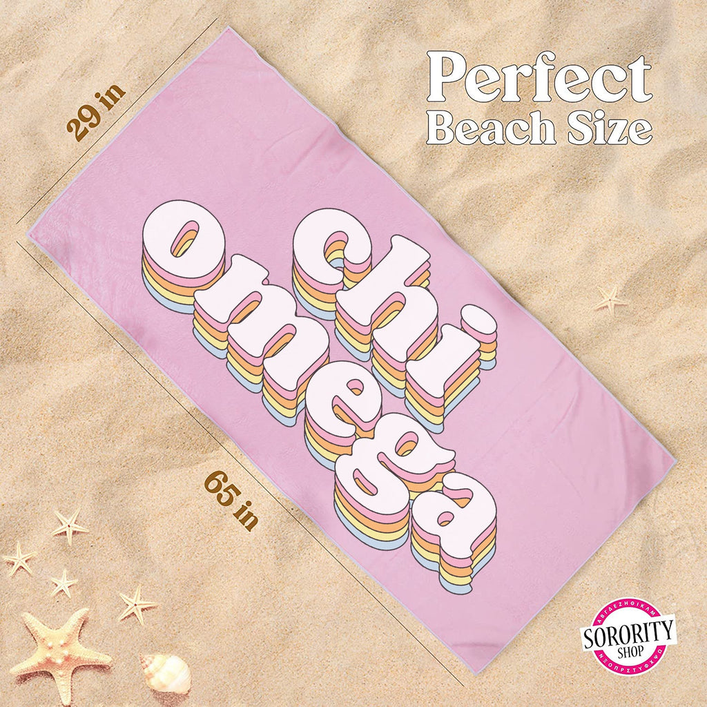 Chi Omega Plush Retro Beach Towel