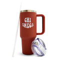 Chi Omega Tumbler - 40oz Stainless Steel with Handle