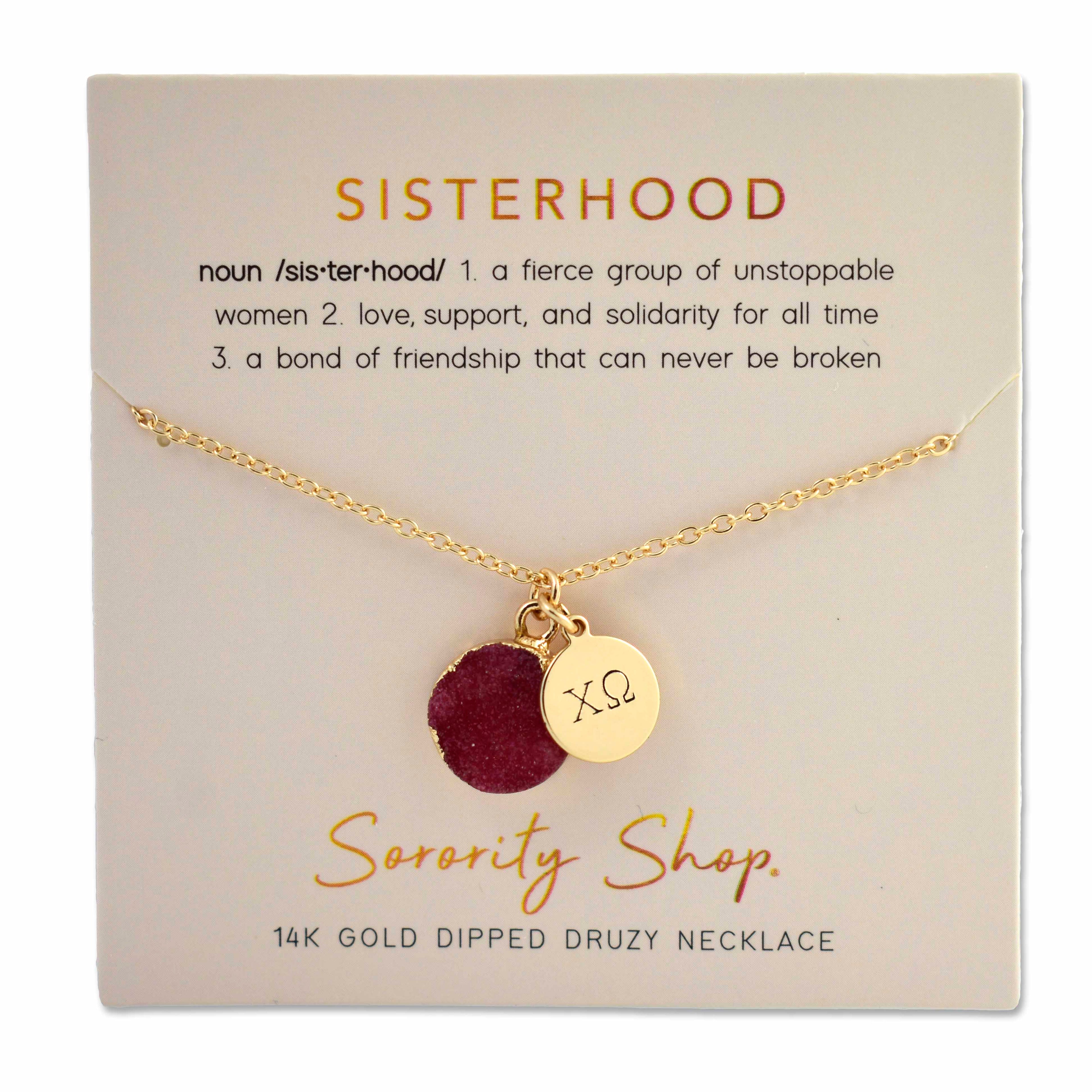 Chi Omega Sisterhood Druzy Necklace