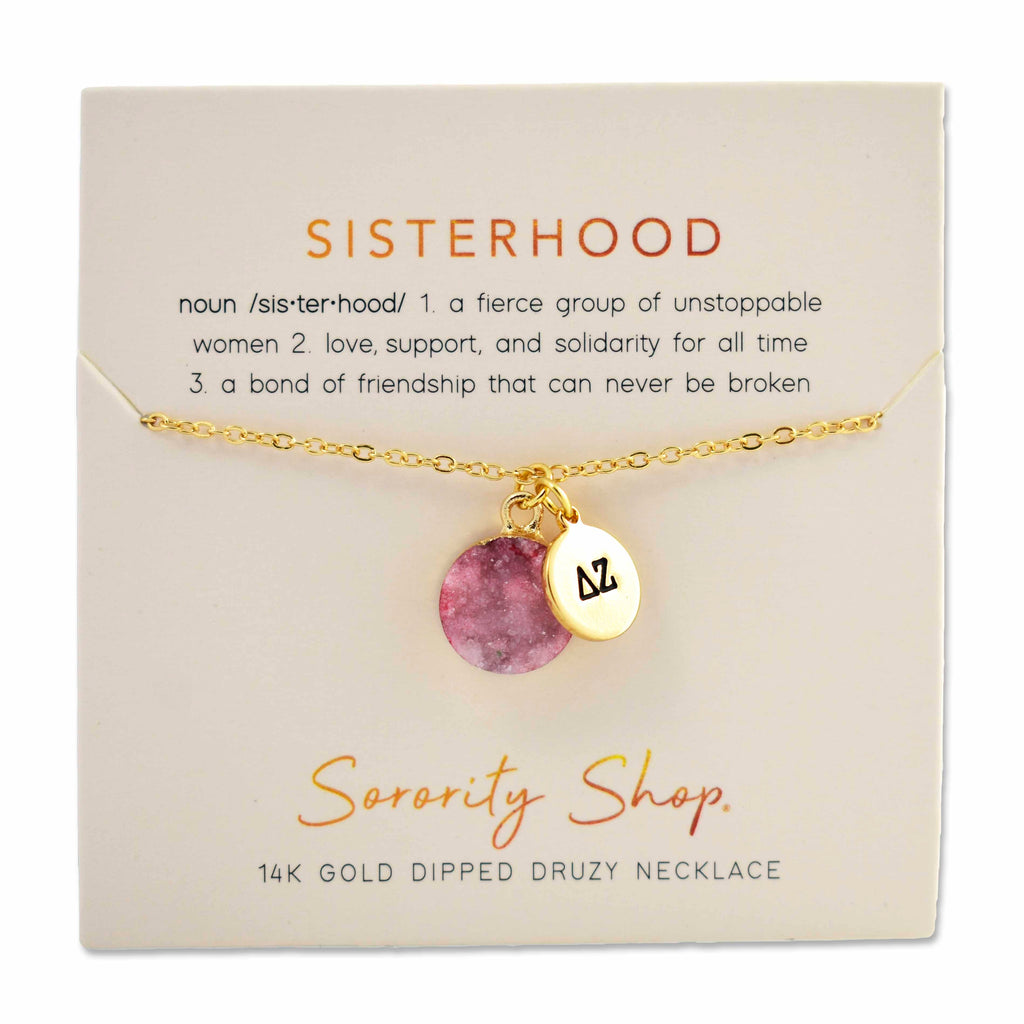 Delta Zeta Sisterhood Druzy Necklace