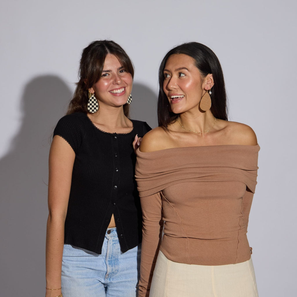 Ecru Checkmate Teardrops