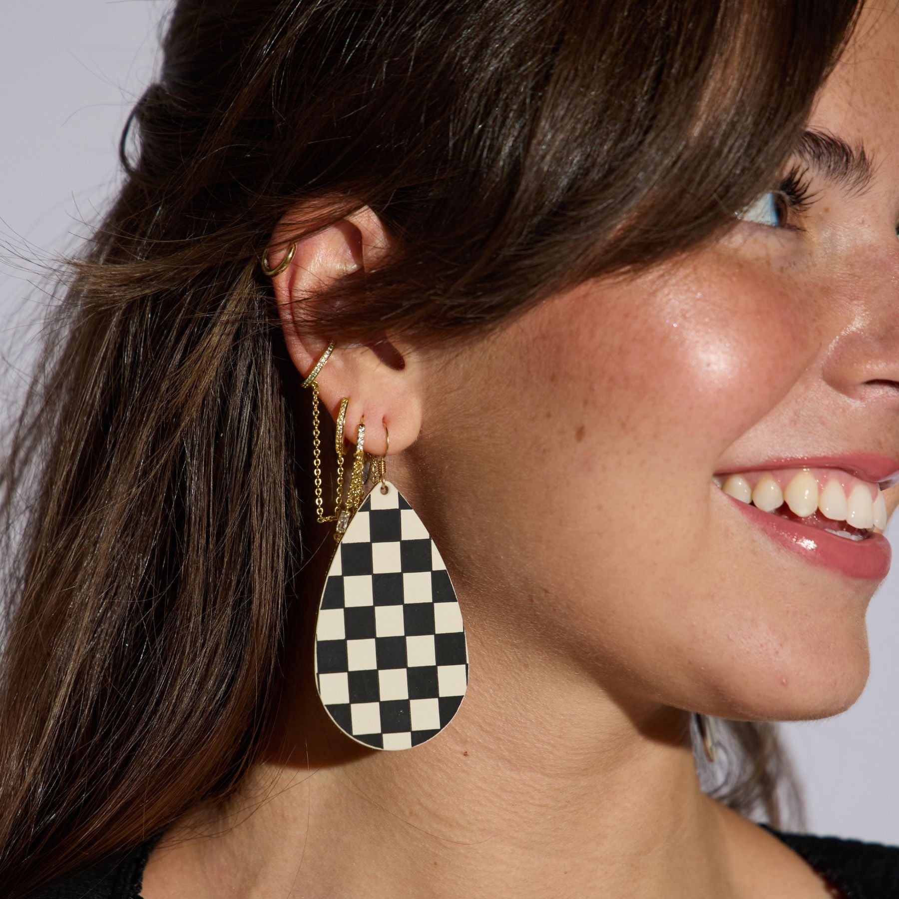 Ecru Checkmate Teardrops