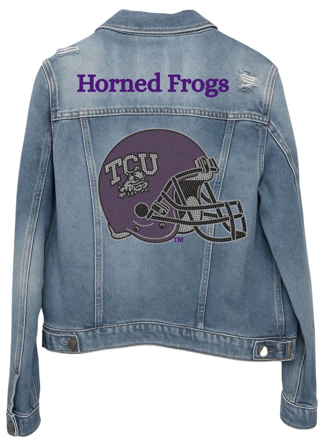 TCU Horned Frogs Helmet Blue Denim Jacket