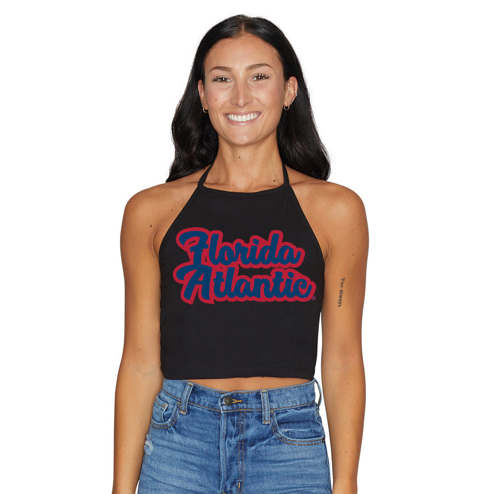 Florida Atlantic Owls Black Halter Top