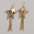 Gold Satin Zeppelin Star Fringe Earrings