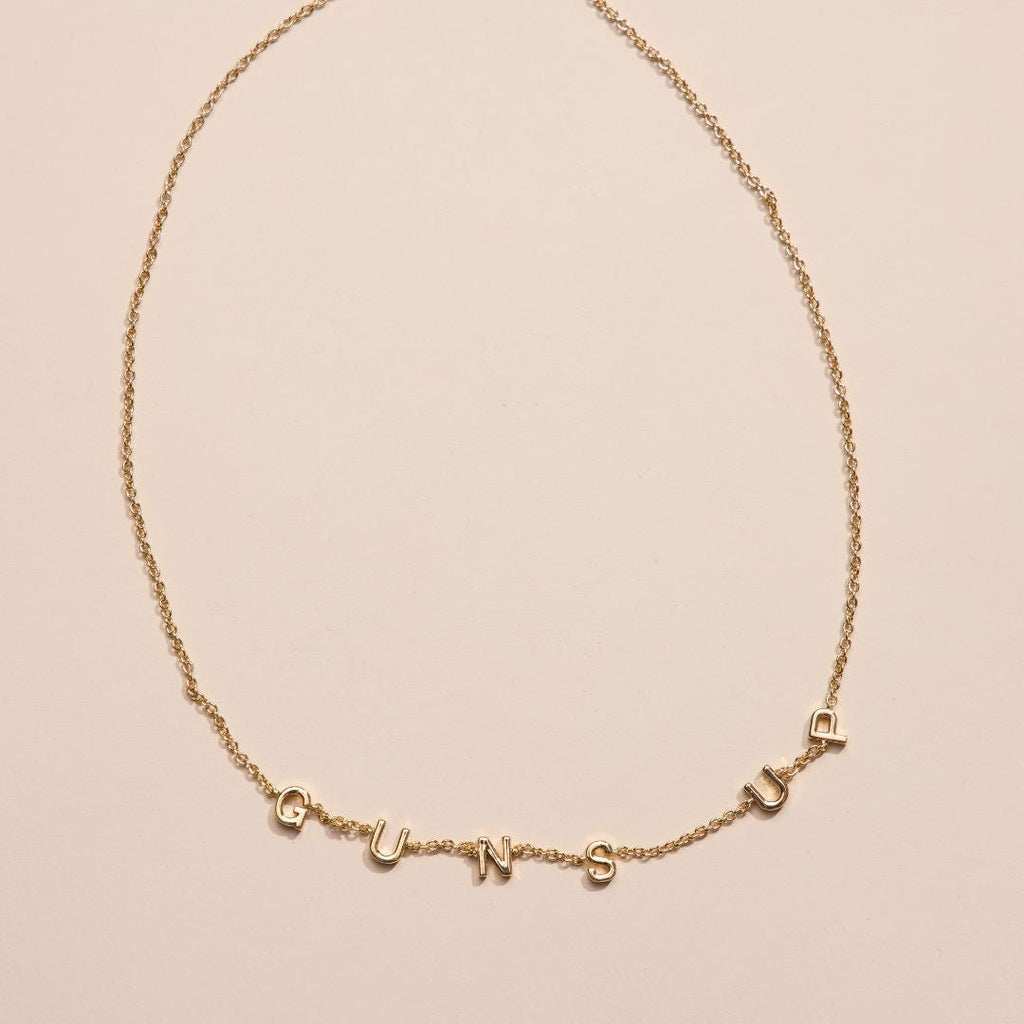 Gold Texas Tech University "Guns Up" Initial Necklace