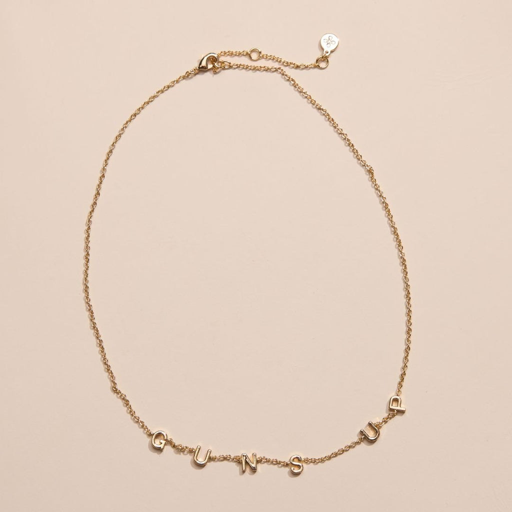 Gold Texas Tech University "Guns Up" Initial Necklace