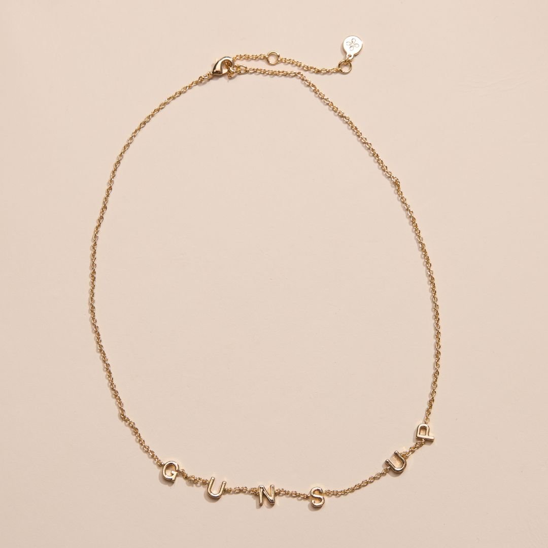 Gold Texas Tech University "Guns Up" Initial Necklace