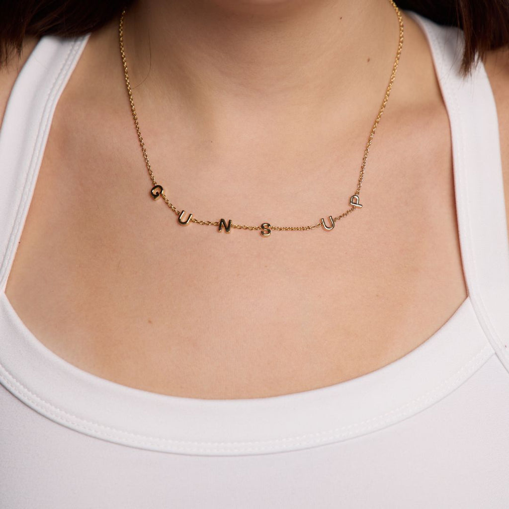 Gold Texas Tech University "Guns Up" Initial Necklace