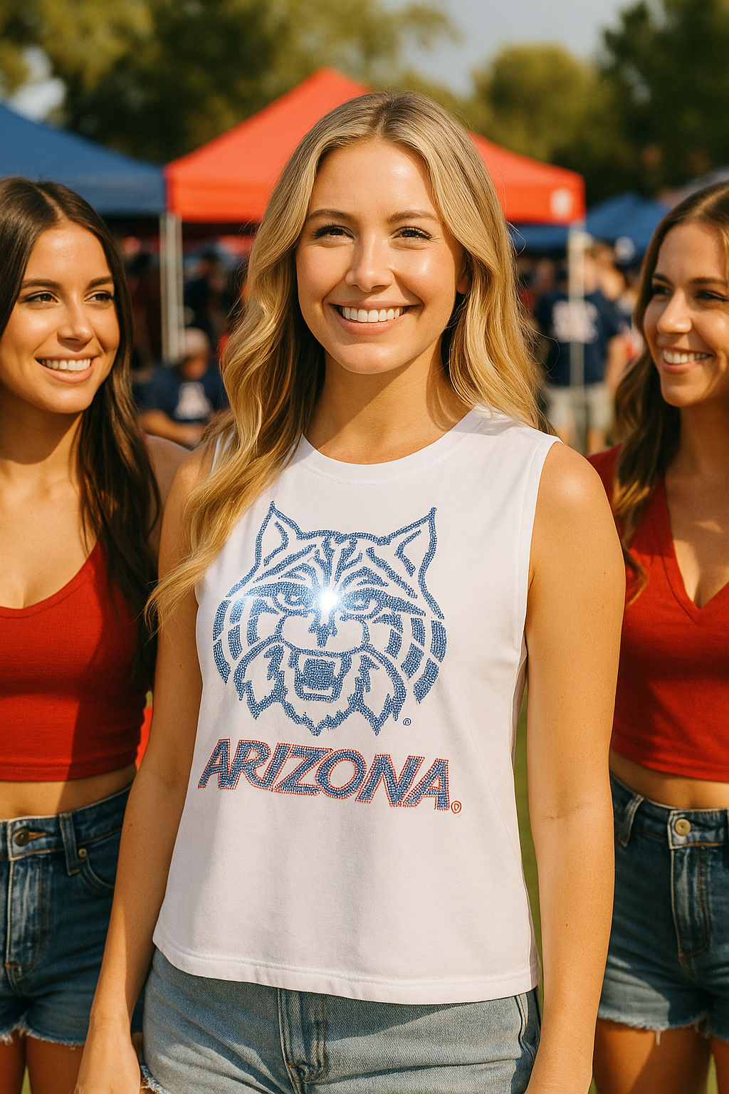 Game Day, White Tank Top, University of Arizona Script Wildcat