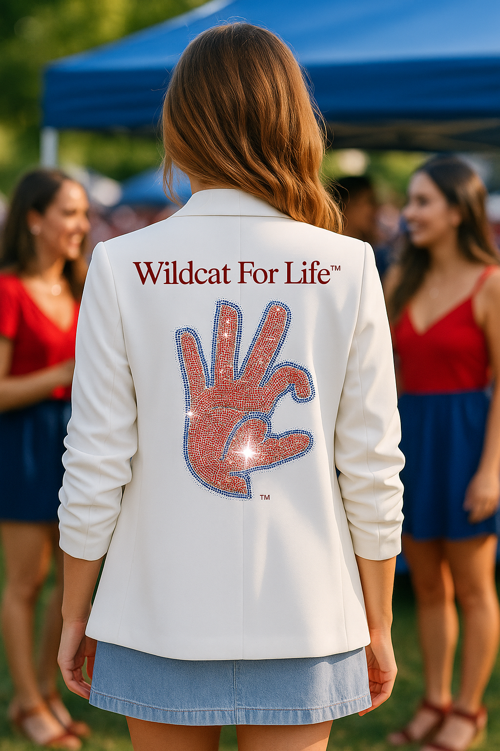 University of Arizona Hand Wildcat for Life White Ruched Sleeve Blazer