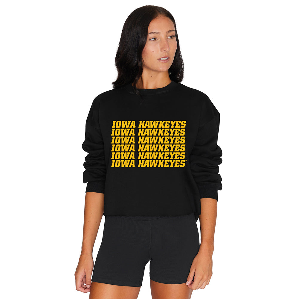 Iowa Hawkeyes Black Repeat Crewneck