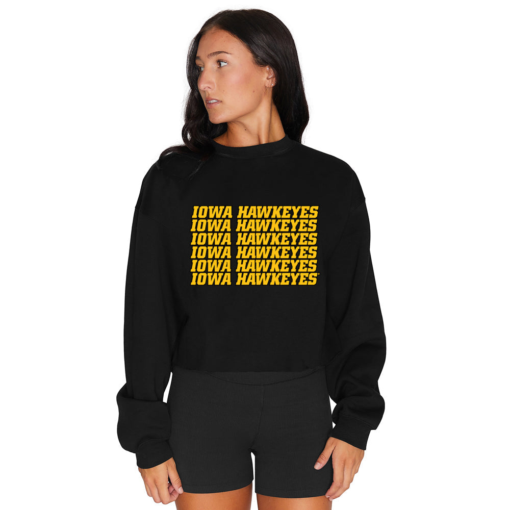 Iowa Hawkeyes Black Repeat Crewneck