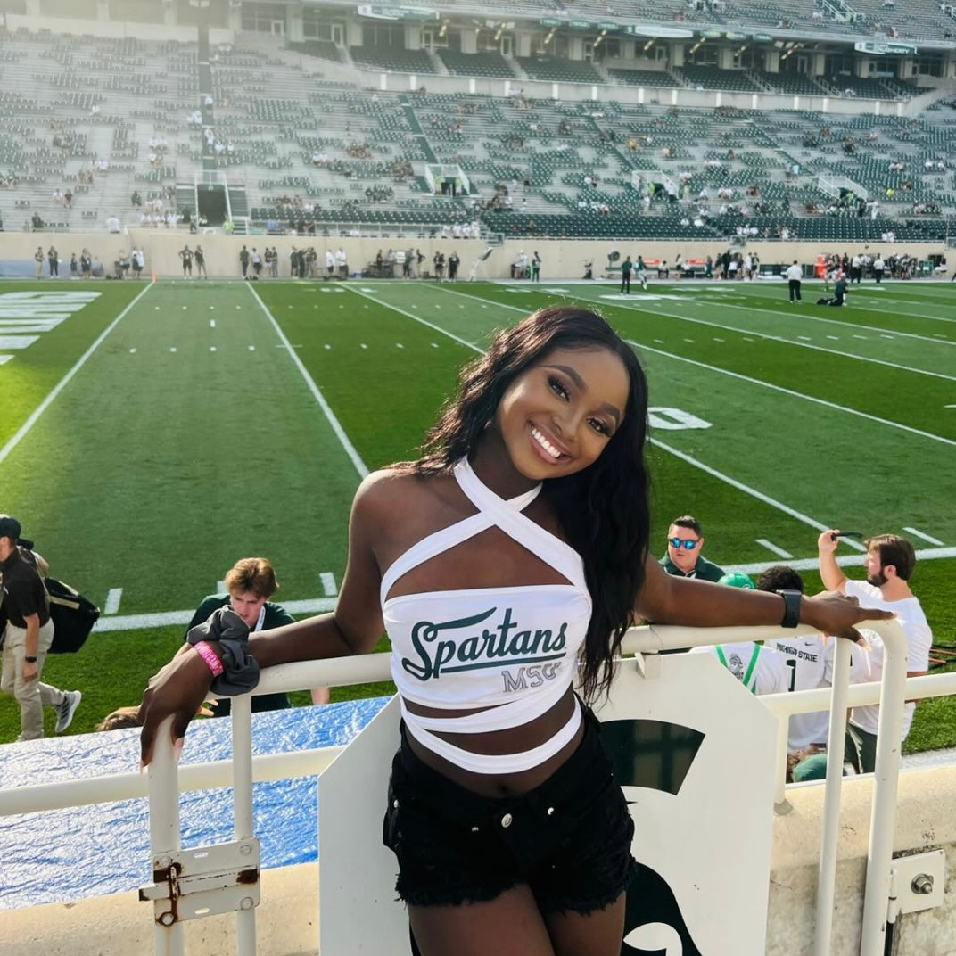 Michigan State White Multi Way Bandeau Top