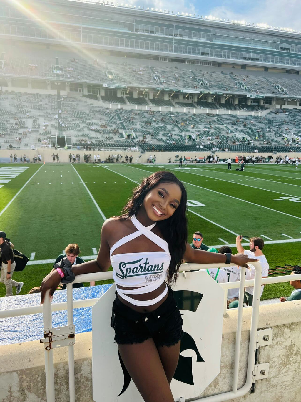 Michigan State White Multi Way Bandeau Top