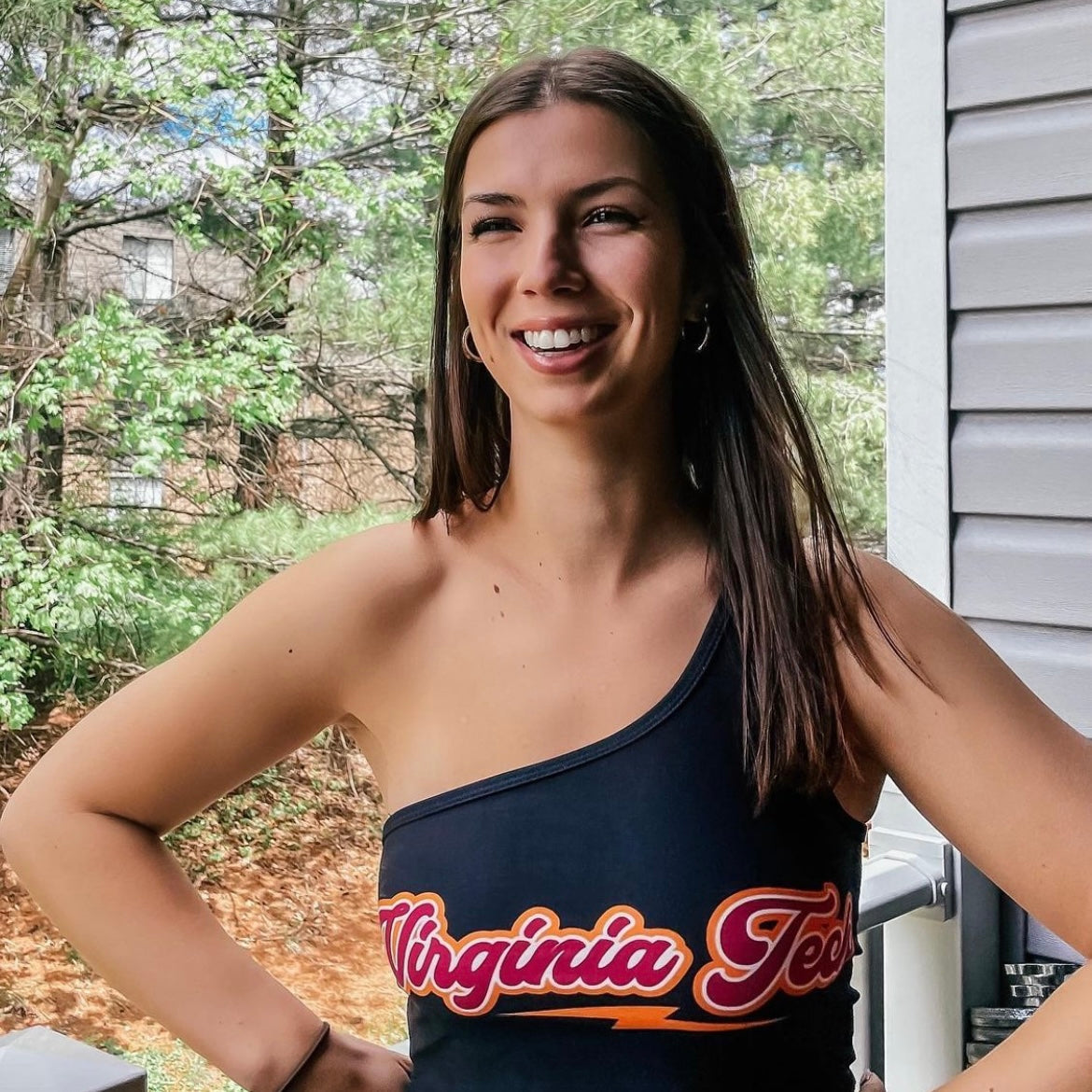 Virginia Tech Lightning One Shoulder Top