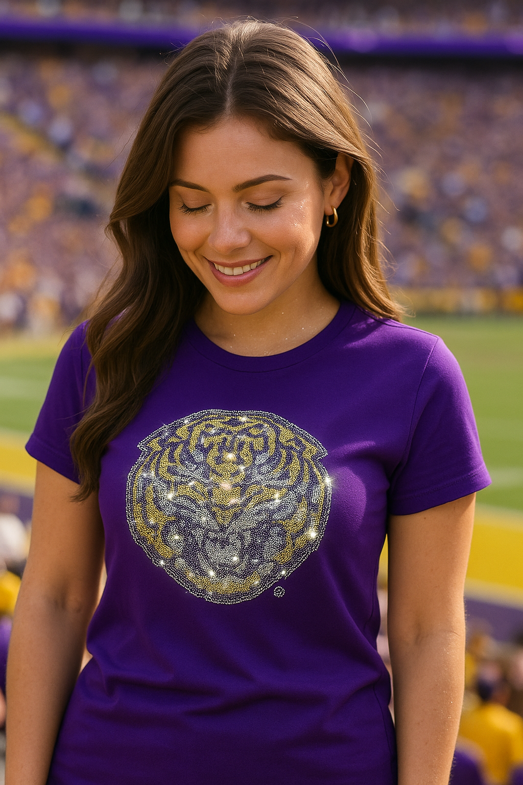 LSU Mike The Tiger Purple Crewneck Short Sleeve T-Shirt