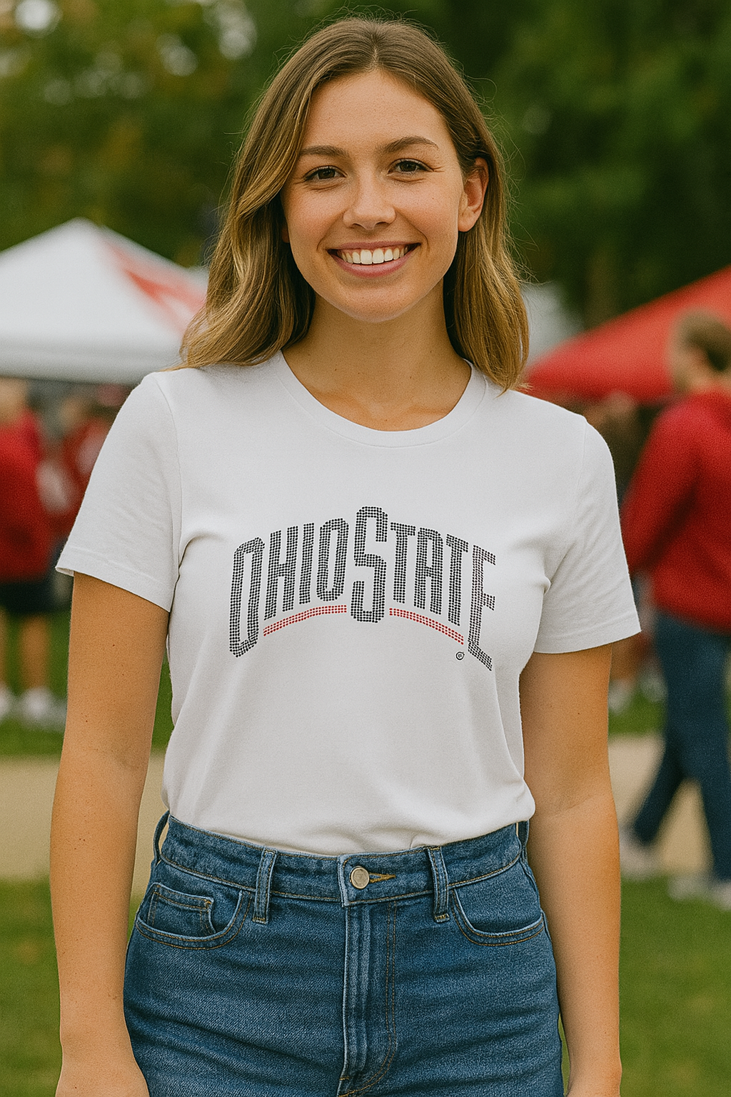 Ohio State Black Curve White Crewneck Short Sleeve T-Shirt