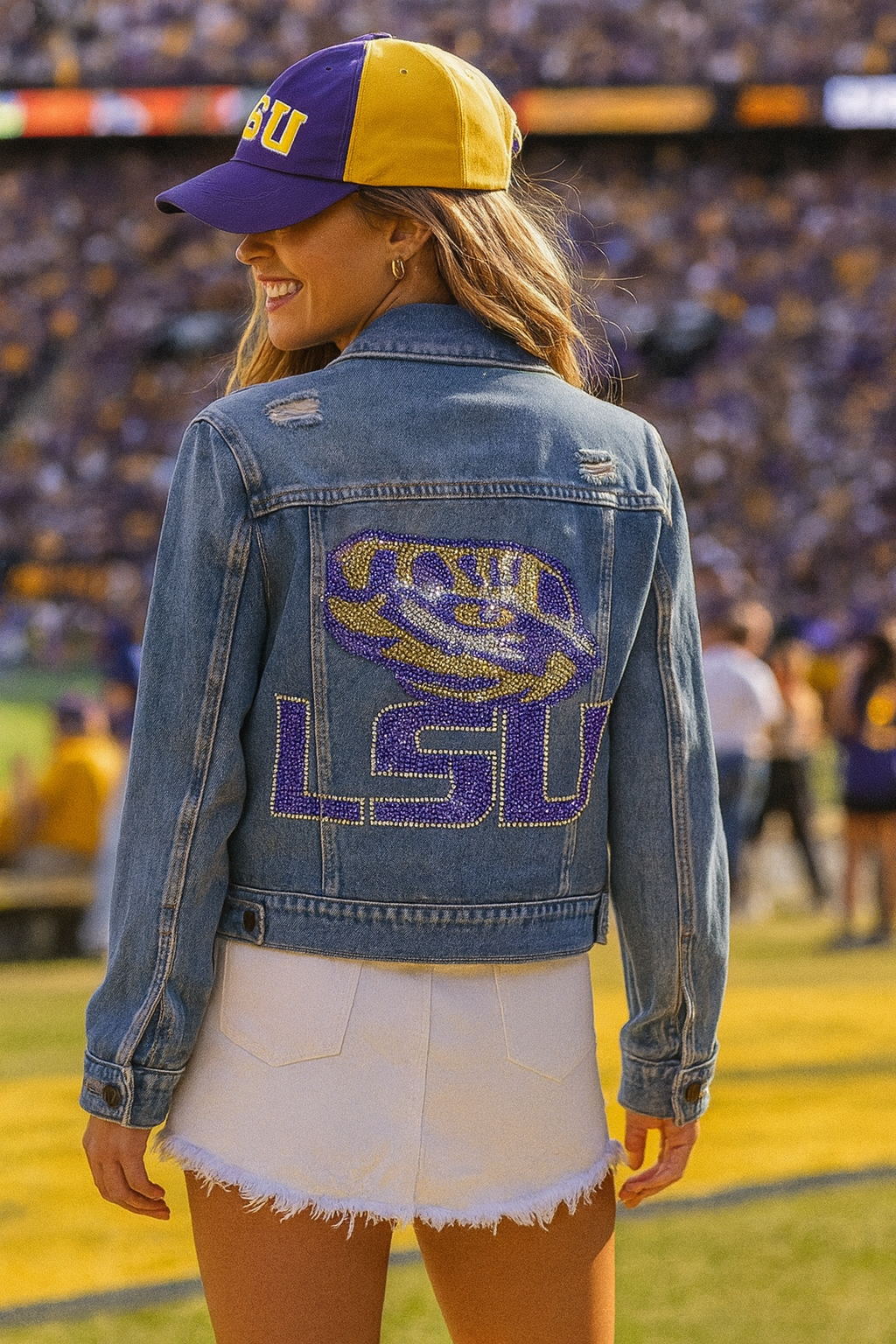 LSU Tiger Eye Blue Denim Jacket