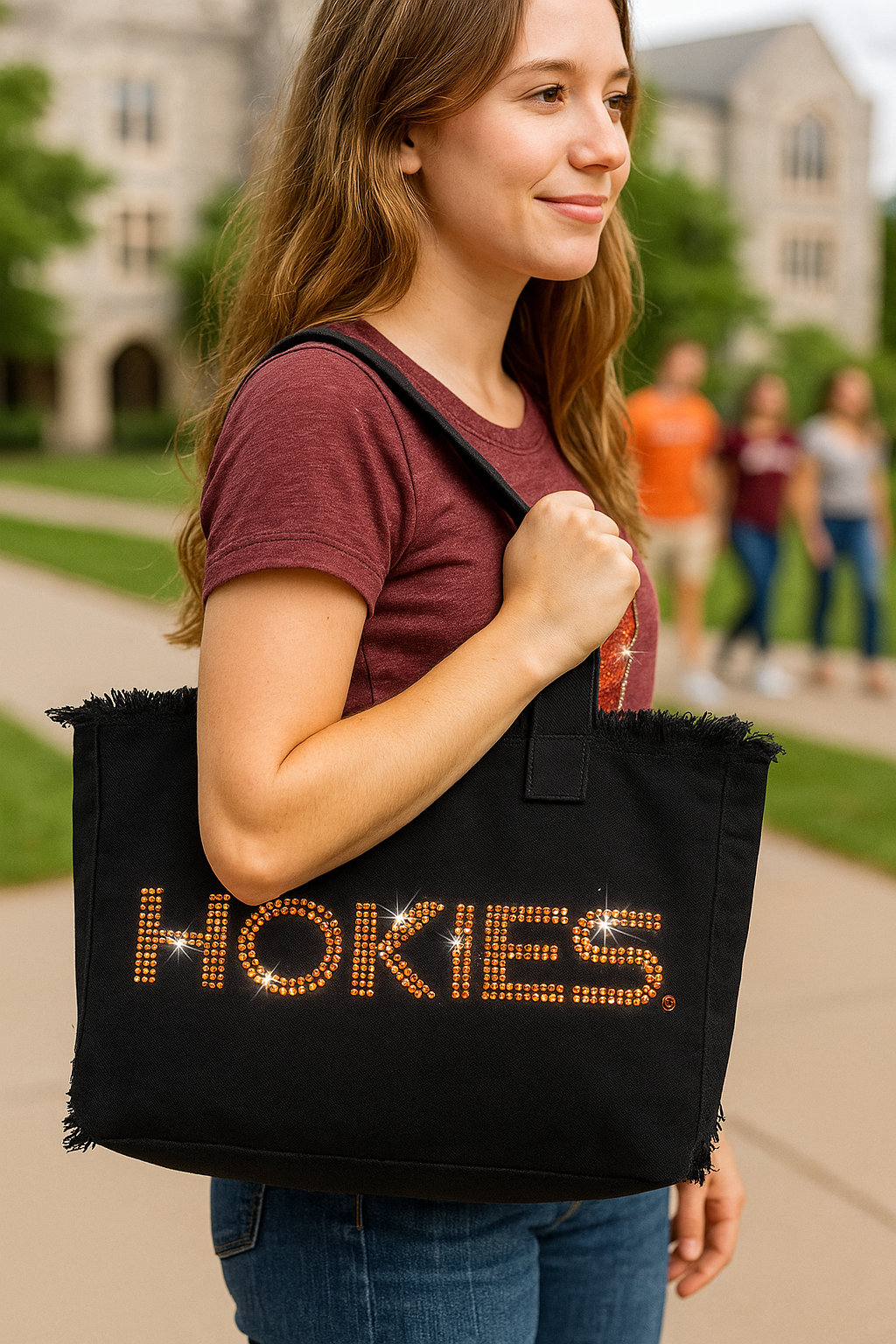Virginia Tech Hokies Black Canvas Tote Bag
