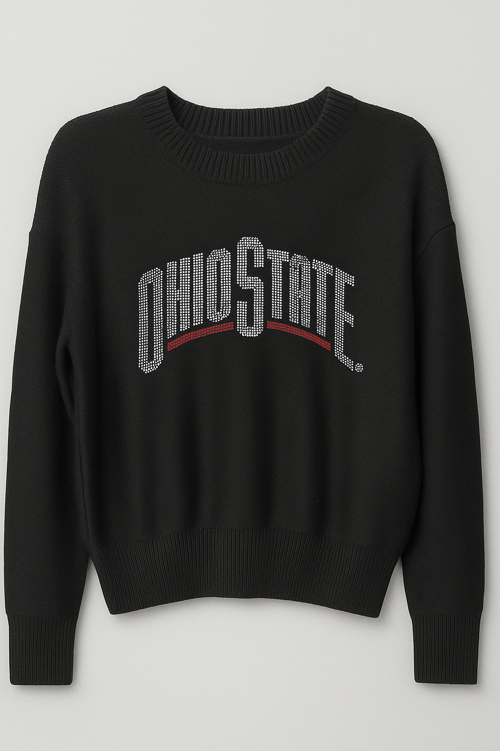 Ohio State White Curve Crewneck Black Sweater