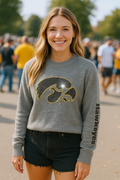 University of Iowa Black Tiger Hawk Gray Crewneck Sweater