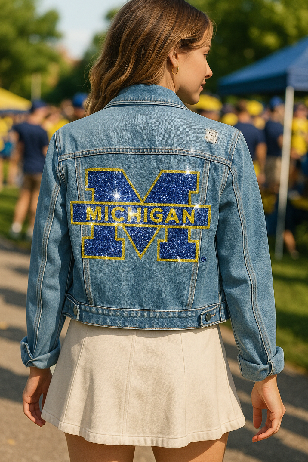 University Of Michigan Block M Blue Denim Jacket