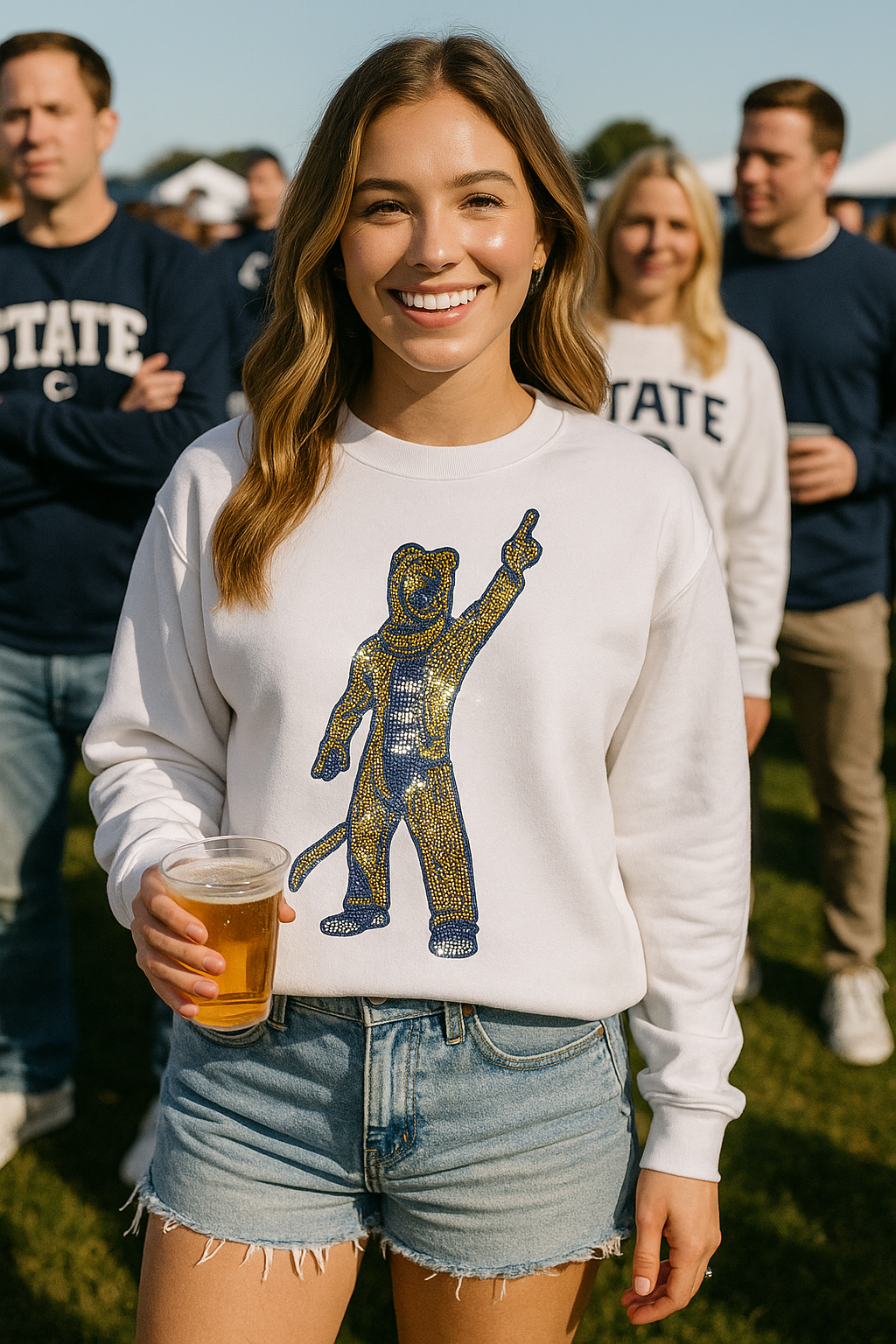 Penn State Full Body Mascot White Crewneck Sweatshirt